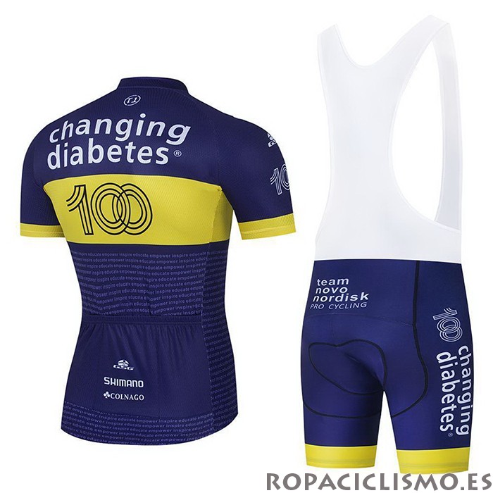 2021 Maillot Novo Nordisk Tirantes Mangas Cortas Azul Amarillo